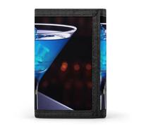 QMNRTK Portefeuille fin à triple pli pour cocktail bleu - Portefeuille fin avec gravure RFID - Pour homme et femme - Style - Taille unique, Style :, Taille unique