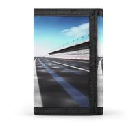 QMNRTK Portefeuille fin à triple pli pour piste de course, portefeuille fin personnalisé gravé RFID pour homme et femme, style, taille unique, Style :, Taille unique