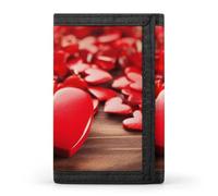 QMNRTK Portefeuille fin à triple pli romantique de cœurs rouge avec gravure RFID pour homme et femme, style, taille unique, Style :, Taille unique