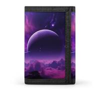 QMNRTK Portefeuille fin à triple pli violet avec motif étoile mystique - Portefeuille fin personnalisé gravé RFID pour homme et femme - Style - Taille unique, Style :, Taille unique