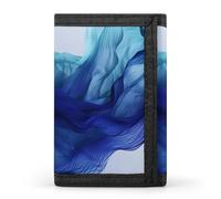 QMNRTK Portefeuille fin à triple volet abstrait bleu comme une vague, portefeuille fin personnalisé gravé RFID pour homme et femme, style, taille unique, Style :, Taille unique