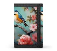 QMNRTK Portefeuille fin à triple volet avec fleurs, oiseaux et papillons, portefeuille fin personnalisé gravé RFID pour homme et femme, style, taille unique, Style :, Taille unique