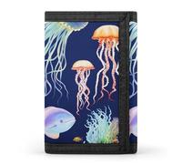 QMNRTK Portefeuille fin à triple volet avec motif animal marin aquatique - Portefeuille fin personnalisé gravé RFID pour homme et femme - Style - Taille unique, Style :, Taille unique