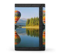 QMNRTK Portefeuille fin à triple volet avec motif montgolfière Above The Calm Lake - Portefeuille fin avec gravure RFID pour homme et femme - Style - Taille unique, Style :, Taille unique
