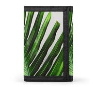 QMNRTK Portefeuille fin à triple volet en feuille de palmier verte - Portefeuille fin personnalisé gravé RFID pour homme et femme - Style - Taille unique, Style :, Taille unique