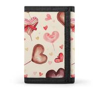 QMNRTK Portefeuille fin peint à la main en forme de cœur triple pli, portefeuille fin personnalisé gravé RFID pour homme et femme, style, taille unique, Style :, Taille unique