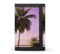 QMNRTK Portefeuille fin rose arbre tropical triple pli, portefeuille fin personnalisé gravé RFID pour homme et femme, style, taille unique, Style :, Taille unique