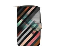 QMNRTK Portefeuille pour cartes de crédit abstrait, triangle, rayé, blocage RFID, fin à deux volets, en cuir véritable, poche avant, porte-clé pour homme et femme, style, 19,7 x 11 x 3,5 cm, Style :,