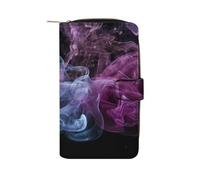 QMNRTK Portefeuille pour cartes de crédit bleu et violet fumé avec blocage RFID en cuir véritable minimaliste à deux volets avec poche avant pour homme et femme, style, 19,7 x 11 x 3,5 cm, Style :,