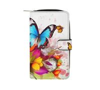 QMNRTK Portefeuille pour cartes de crédit coloré et floral avec blocage RFID en cuir véritable minimaliste à deux volets avec poche avant pour homme et femme, style, 19,7 x 11 x 3,5 cm, Style :,