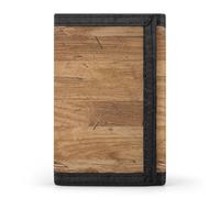 QMNRTK Portefeuille rétro en chêne brut triple pli, portefeuille fin personnalisé gravé RFID pour homme et femme, style, taille unique, Style :, Taille unique