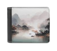 QMNRTK Portefeuille romantique en cuir avec vue sur la rivière pour homme et femme, blocage RFID, capacité supplémentaire, coutures ultra résistantes, portefeuille fin avec 8 emplacements pour cartes,