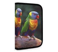 QMNRTK Rainbow Parrots Portefeuille compact multifonction avec porte-cartes de crédit et fermeture éclair en cuir avec blocage RFID pour homme et femme, style, taille unique, Style :, Taille unique