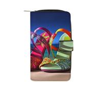 QMNRTK Sandales colorées pour cartes de crédit - Portefeuille fin à deux volets en cuir véritable minimaliste avec poche avant - Pour homme et femme - Style : 19,7 x 11 x 3,5 cm, Style :,