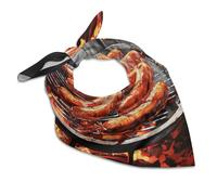 QMNRTK Saucisse on Fire - Écharpe en soie tendance et légère en satin pour le cou - Foulard en soie pour femmes et hommes - Style bohème - Bandanas de poche carré - 63,5 x 63,5 cm - Blanc - 63,5 x