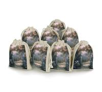 QMNRTK Secret Garden Lot de 8 sacs vides en mousseline avec cordon de serrage en coton réutilisables et lavables pour herbes, épices, bonbons, savon, bijoux, cadeaux de mariage