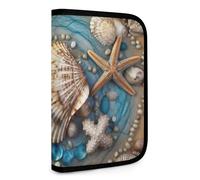 QMNRTK Shell Art Portefeuille compact multifonctionnel pour carte de crédit avec fermeture éclair - Blocage RFID - Portefeuille à deux volets pour homme et femme - Style - Taille unique, Style :,