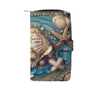 QMNRTK Shell Art Portefeuille fin à deux volets en cuir véritable minimaliste avec poche avant pour homme et femme 19,7 x 11 x 3,5 cm, Style :, 19.7x11x3.5cm