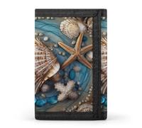 QMNRTK Shell Art - Portefeuille fin à triple pli, portefeuille fin personnalisé gravé RFID pour homme et femme, style, taille unique, Style :, Taille unique