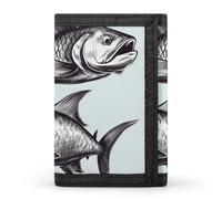 QMNRTK Sketch Fish Portefeuille fin à triple pli, portefeuille fin personnalisé gravé RFID pour homme et femme, style, taille unique, Style :, Taille unique