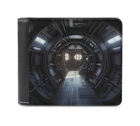 QMNRTK Space Capsule Portefeuille en cuir à deux volets pour homme et femme avec blocage RFID, capacité supplémentaire, coutures ultra résistantes, portefeuille fin avec 8 emplacements pour cartes,