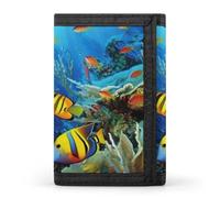 QMNRTK The Underwater World Portefeuille fin à triple pli Motif poissons tropicaux gravé personnalisé pour homme et femme Taille unique, Style :, Taille unique