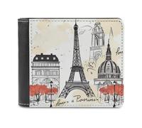 QMNRTK Travel Paris - Portefeuille en cuir à deux volets pour homme et femme, blocage RFID, capacité supplémentaire, coutures ultra résistantes, portefeuille fin avec 8 emplacements pour cartes,