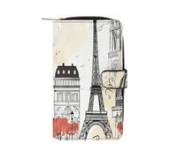 QMNRTK Travel Paris Portefeuille fin à deux volets en cuir véritable minimaliste avec poche avant pour homme et femme 19,7 x 11 x 3,5 cm, Style :, 19.7x11x3.5cm