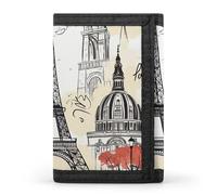 QMNRTK Travel Paris Portefeuille fin à triple pli, portefeuille fin personnalisé gravé RFID pour homme et femme, style, taille unique, Style :, Taille unique