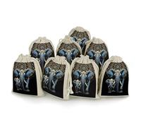 QMNRTK Two Elephants Lot de 8 sacs vides en mousseline avec cordon de serrage en coton réutilisables et lavables pour herbes, épices, bonbons, savon, bijoux, cadeaux de mariage