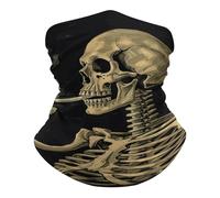 QMNRTK Un squelette avec cigarette brûlante, cagoule de protection UV, cache-cou respirant, cache-cou, masque de ski pour hommes et femmes, bandana, foulard élastique, blanc, taille unique