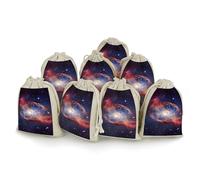 QMNRTK Universe Gala Lot de 8 sacs vides en mousseline avec cordon de serrage en coton réutilisables et lavables pour herbes, épices, bonbons, savon, bijoux, cadeaux de mariage