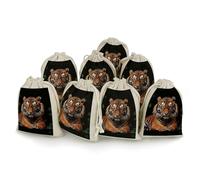 QMNRTK With Tiger And Paws Lot de 8 sacs en mousseline avec cordon de serrage en coton réutilisables et lavables pour herbes, épices, bonbons, savon, bijoux, cadeaux de mariage