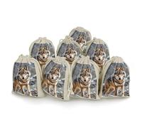 QMNRTK Wolf Lot de 8 sacs vides en mousseline avec cordon de serrage réutilisables et lavables pour herbes, épices, bonbons, savon, bijoux, cadeaux de mariage