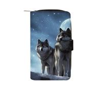 QMNRTK Wolfs Portefeuille fin à deux volets en cuir véritable minimaliste avec poche avant pour homme et femme 19,7 x 11 x 3,5 cm, Style :, 19.7x11x3.5cm