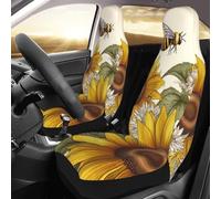 QMNSEHF Bees Sunflowers Daisy Lot de 2 housses de siège avant universelles pour voitures, berlines, camions, SUV