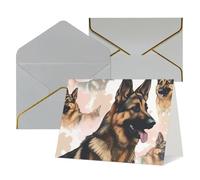 QMNSEHF Carte de vœux vierge avec enveloppes, carte de remerciement, carte de remerciement pour les amoureux des chiens de berger allemand, carte d'anniversaire pour femme, homme, Noël, Halloween