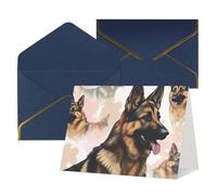 QMNSEHF Carte de vœux vierge avec enveloppes, carte de remerciement, carte de remerciement pour les amoureux des chiens de berger allemand, carte d'anniversaire pour femme, homme, Noël, Halloween