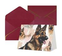 QMNSEHF Carte de vœux vierge avec enveloppes, carte de remerciement, carte de remerciement pour les amoureux des chiens de berger allemand, carte d'anniversaire pour femme, homme, Noël, Halloween