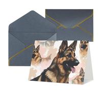 QMNSEHF Carte de vœux vierge avec enveloppes, carte de remerciement, carte de remerciement pour les amoureux des chiens de berger allemand, carte d'anniversaire pour femme, homme, Noël, Halloween