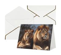 QMNSEHF Carte de vœux vierge avec enveloppes, carte de remerciement deux lions pour femme, homme, Noël, Halloween, mariage, cartes de vœux vierges pour toutes les occasions, 10,2 x 15,2 cm