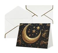 QMNSEHF Carte de vœux vierge avec enveloppes, carte de remerciement, étoiles dorées et lune, carte d'anniversaire pour femme, homme, Noël, Halloween, mariage, cartes de vœux vierges pour toutes les