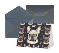 QMNSEHF Carte de vœux vierge avec enveloppes - Carte de remerciement « I Love » - Bouledogue français - Carte d'anniversaire pour femme et homme - Pour Noël, Halloween, mariage - Cartes de vœux