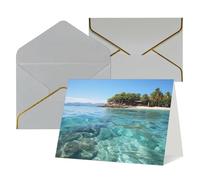 QMNSEHF Carte de vœux vierge avec enveloppes, carte de remerciement, île des Fidji et mer transparente, carte d'anniversaire pour femme, homme, Noël, Halloween, mariage, cartes de vœux vierges pour