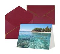 QMNSEHF Carte de vœux vierge avec enveloppes, carte de remerciement, île des Fidji et mer transparente, carte d'anniversaire pour femme, homme, Noël, Halloween, mariage, cartes de vœux vierges pour