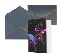 QMNSEHF Carte de vœux vierge avec enveloppes, carte de remerciement, jolie carte d'anniversaire papillon pour femme, homme, Noël, Halloween, mariage, cartes de vœux vierges pour toutes les occasions