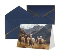 QMNSEHF Carte de vœux vierge avec enveloppes, carte de remerciement Llamas in the Andes pour femme, homme, Noël, Halloween, mariage, cartes de vœux vierges pour toutes les occasions, 10,2 x 15,2 cm