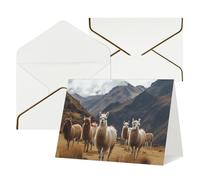 QMNSEHF Carte de vœux vierge avec enveloppes, carte de remerciement Llamas in the Andes pour femme, homme, Noël, Halloween, mariage, cartes de vœux vierges pour toutes les occasions, 10,2 x 15,2 cm