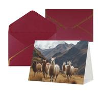 QMNSEHF Carte de vœux vierge avec enveloppes, carte de remerciement Llamas in the Andes pour femme, homme, Noël, Halloween, mariage, cartes de vœux vierges pour toutes les occasions, 10,2 x 15,2 cm
