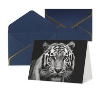 QMNSEHF Carte de vœux vierge avec enveloppes, carte de remerciement, motif tigre noir et blanc, carte d'anniversaire pour femme, homme, Noël, Halloween, mariage, cartes de vœux vierges pour toutes les
